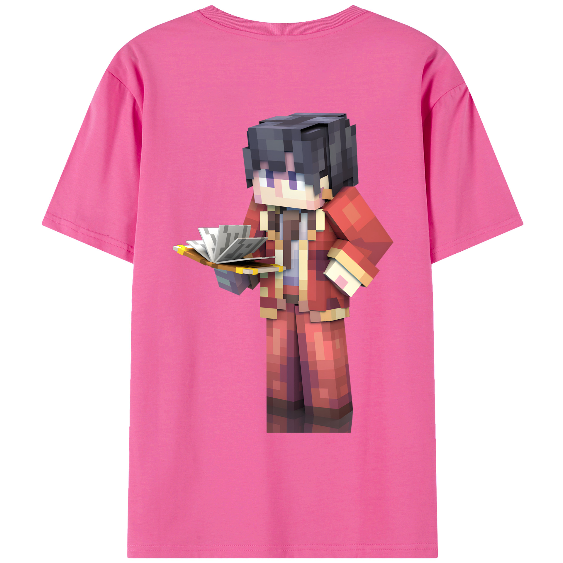 （画像用） マインクラフト ブロックの世界 Minecraft MC Block world レディース半袖Tシャツ(バックプリント)